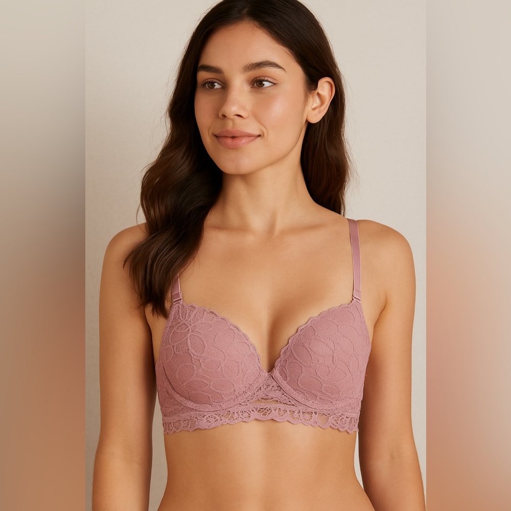 YMI Intimates Lace Underwire Bra Pink Mauve Size 38B
